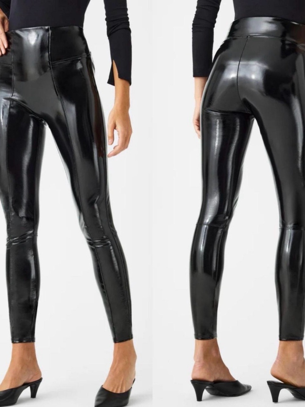 SPANX High-Shine Black Faux-Leather Leggings
